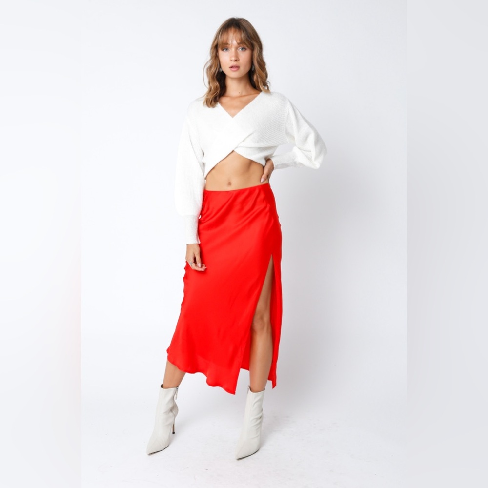 NWT Olivaceous Red Slit Skirt